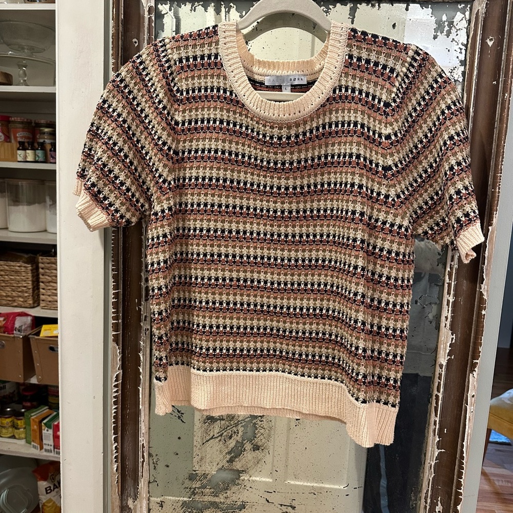 Baltic Born striped knit short sleeve sweater, like new!